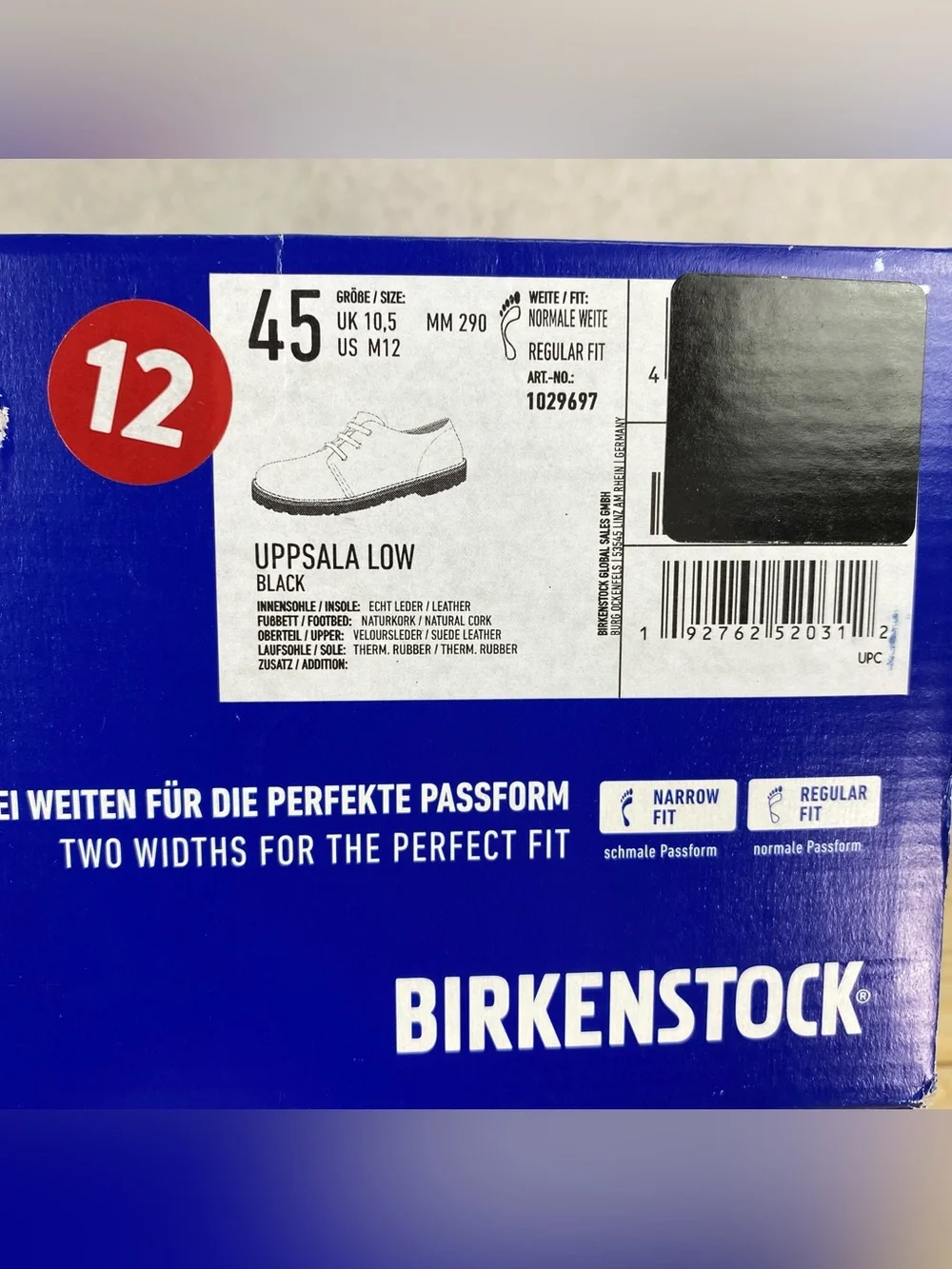Birkenstock Uppsala Low Suede Leather Black Casual Comfot Oxfords Shoes 45 EUR